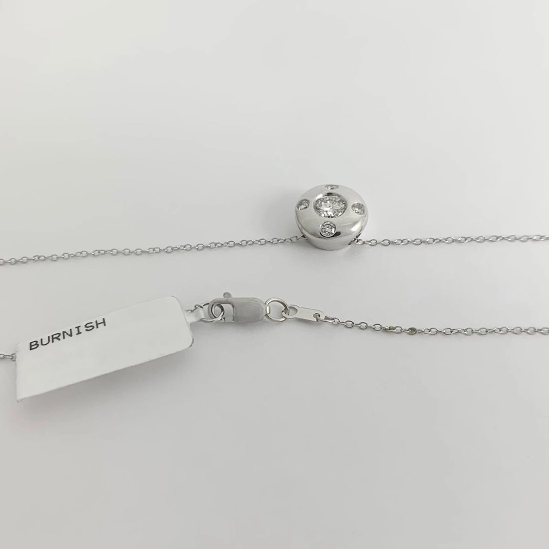 Diamond Burnished Bezel Halo Pendant Necklace 14K White Gold .60 CTW, 16 Inches - 9