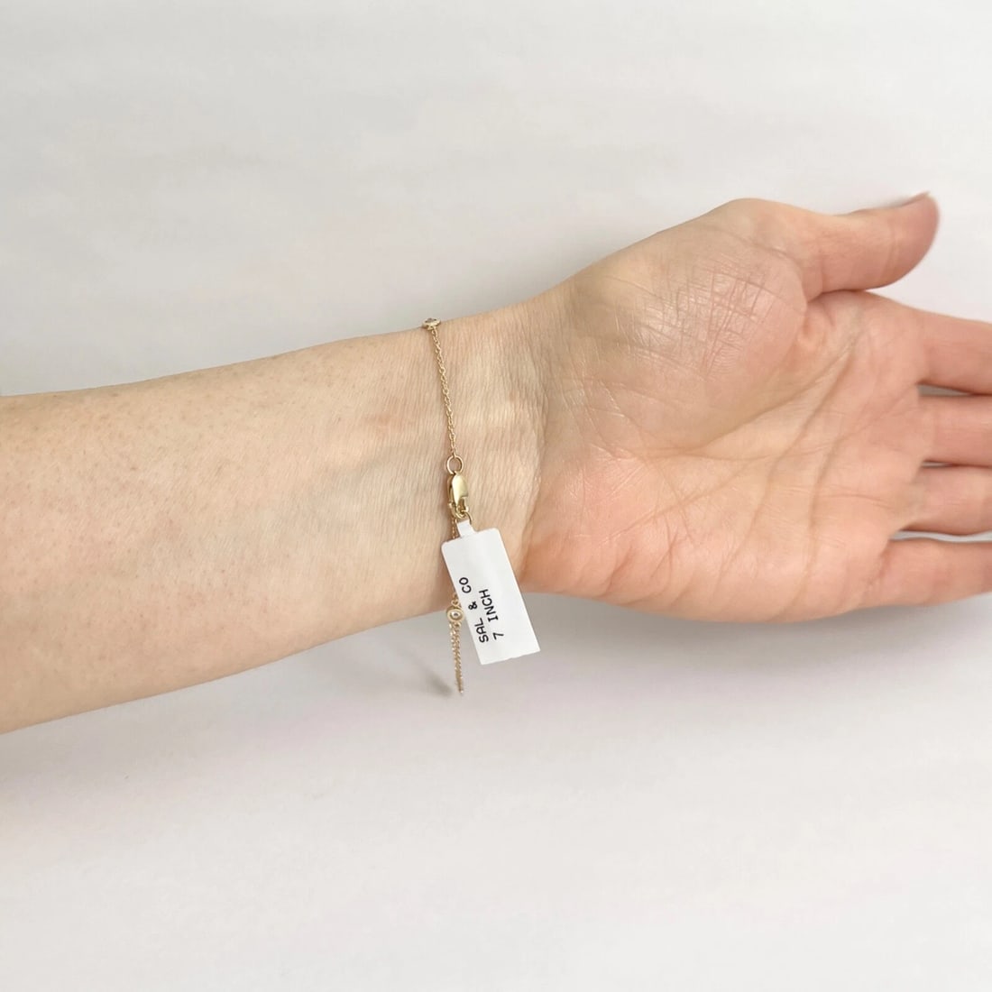 Round Diamond Bezel Station Chain Bracelet 14K Yellow Gold, .40 CTW - 5