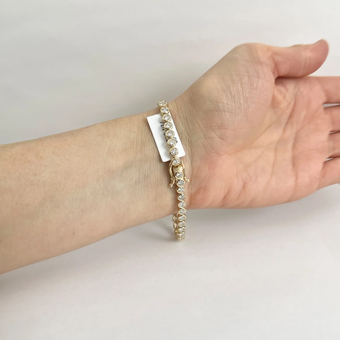 Round Diamond Bezel Tennis Bracelet 14K Yellow Gold, 7 Inches, 4.06 CTW - 5