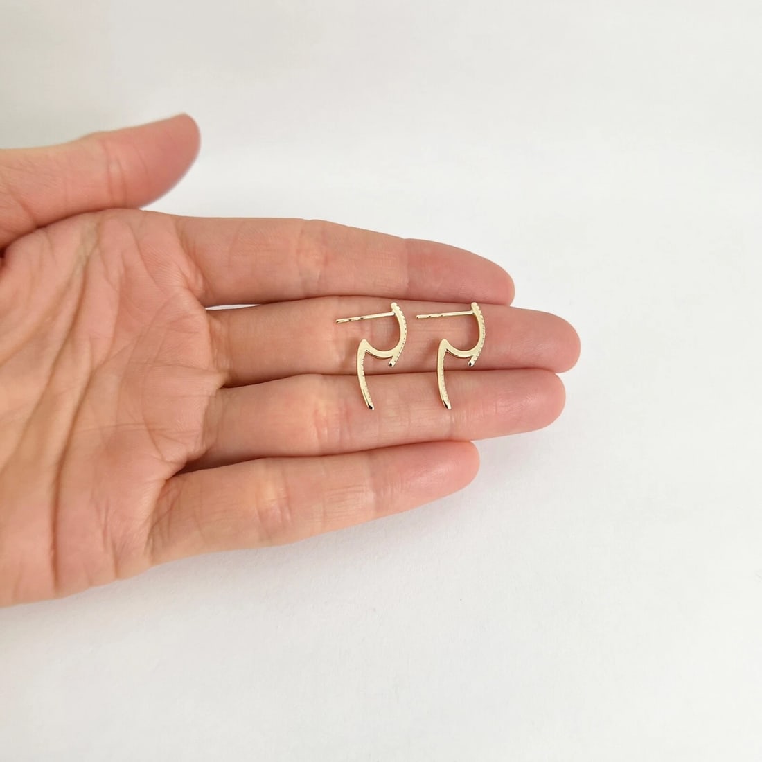 Thin Diamond Huggie Drop Earrings 14K Yellow Gold, 21 mm, .10 CTW - 2