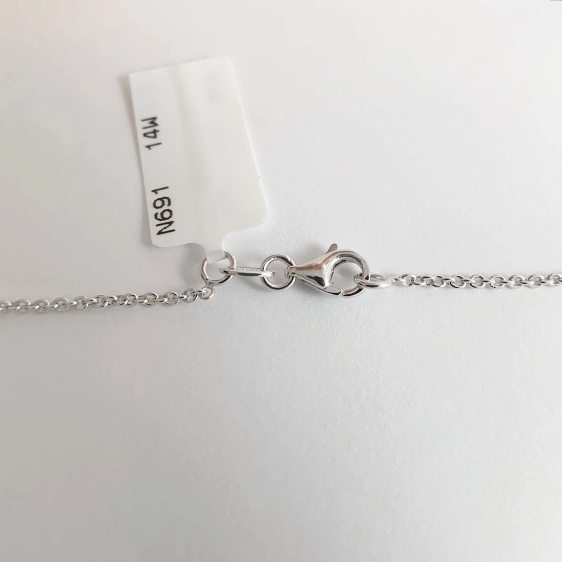 Letter B H Initial Charm Station Necklace 14K White Gold, 16 Inches, 3.80 Grams - 9