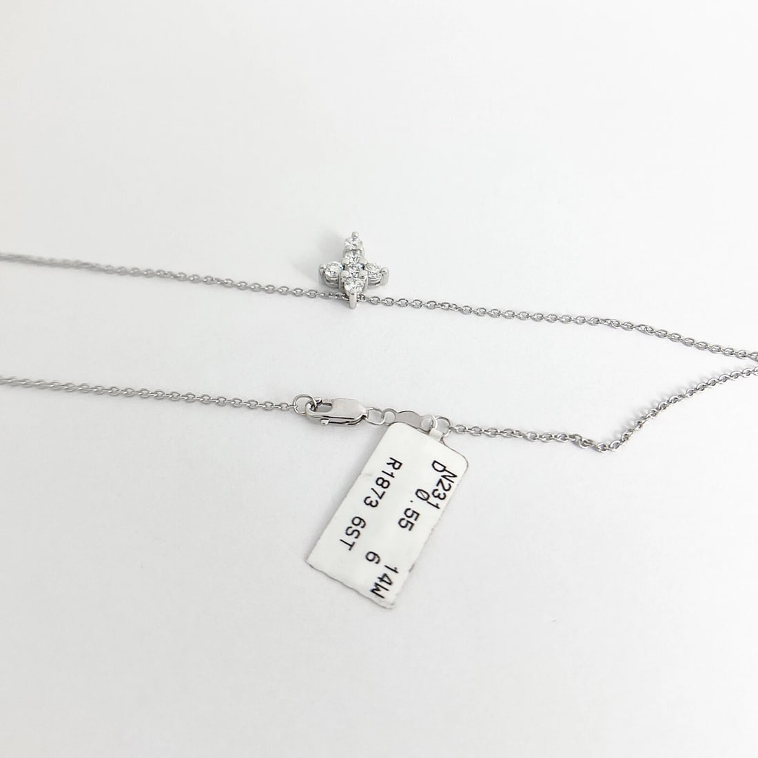 Small Diamond Cross Pendant Necklace 14K White Gold, .55 CTW - 7