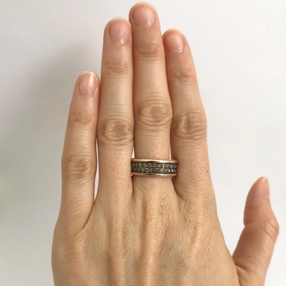 Brown Cognac Diamond Eternity Band Ring 14K Rose Gold 1.49 CTW, Size 8.5, 6.76 G - 2