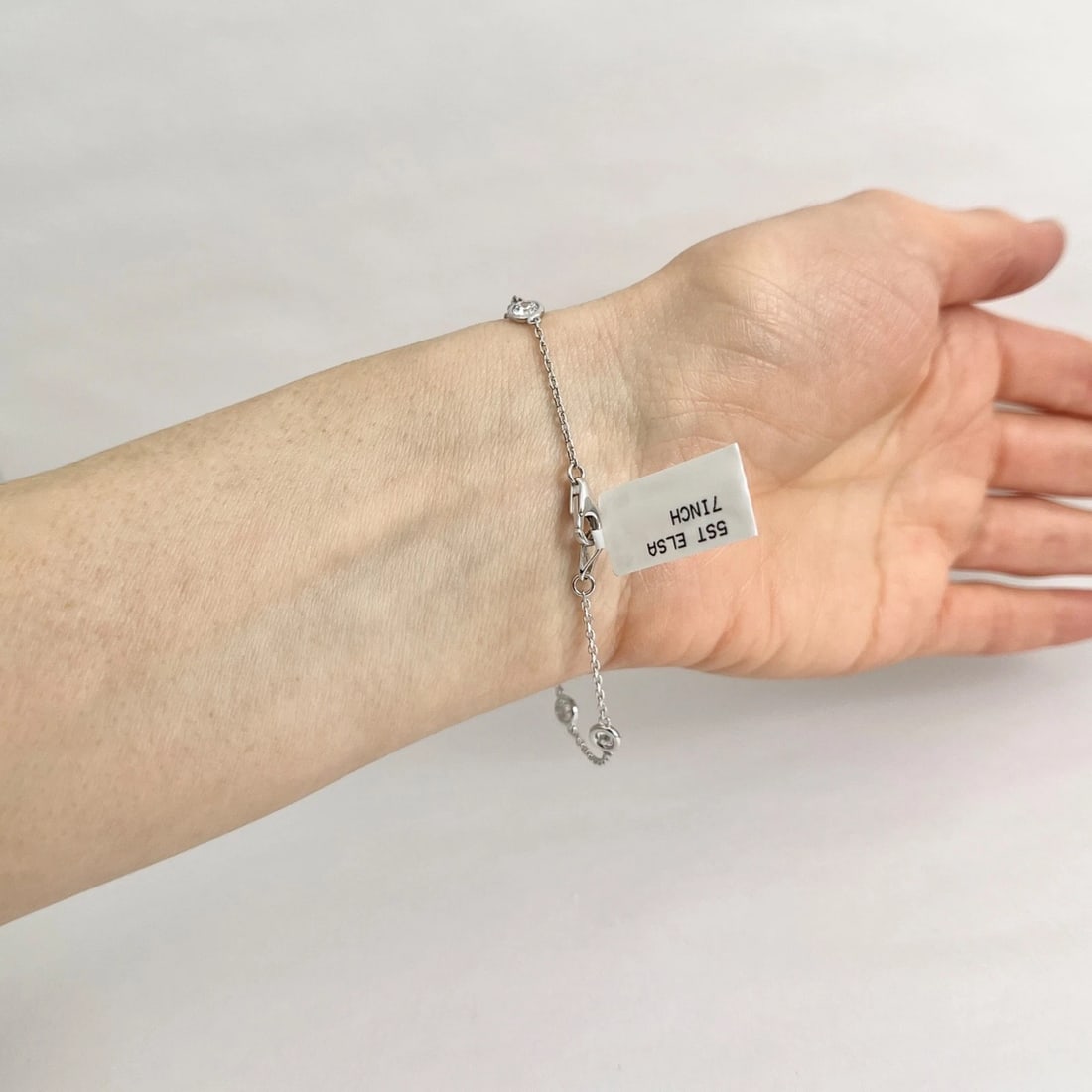 Round Lab-Created Diamond Bezel Station Bracelet 14K White Gold, 1.08 CTW - 5