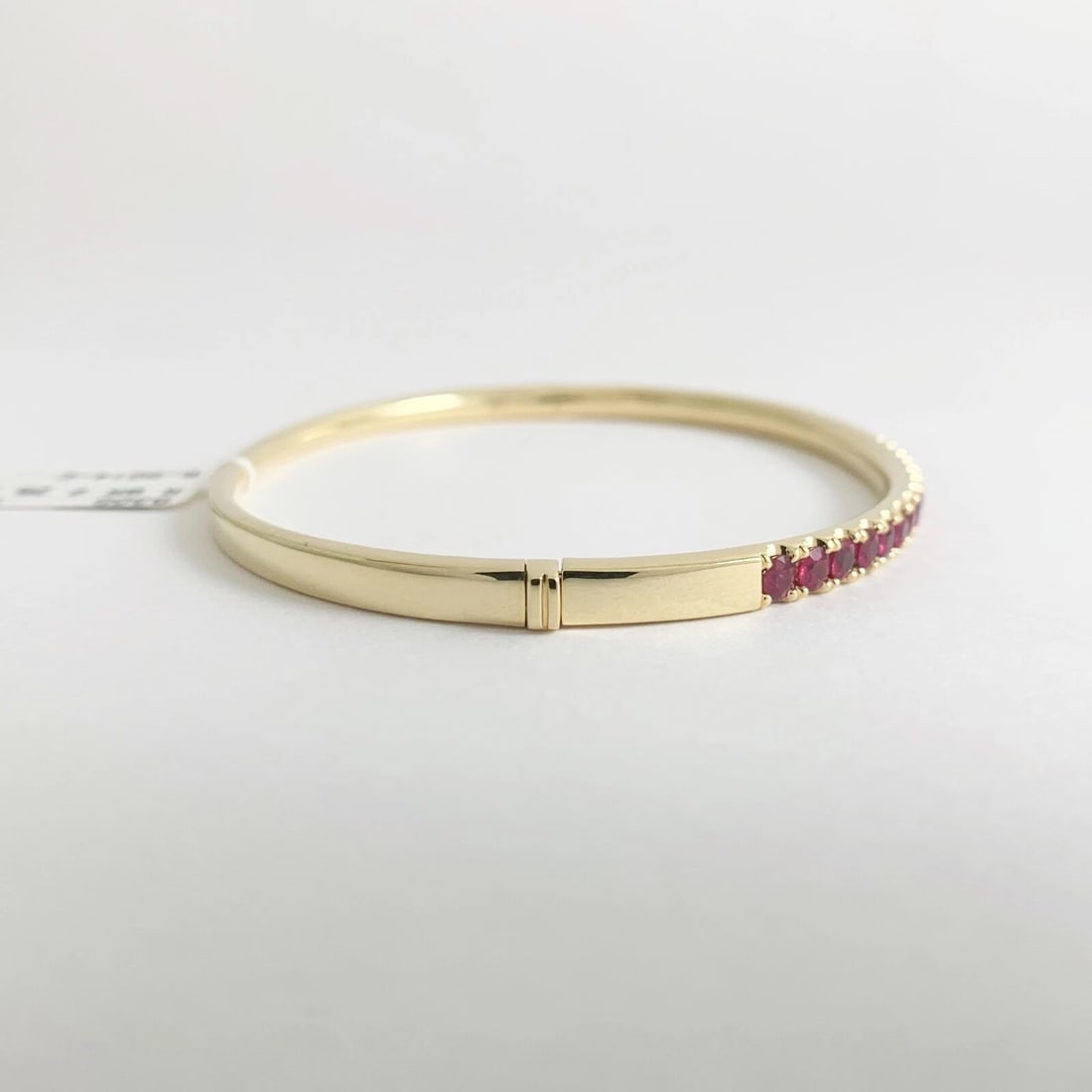 Ruby Gemstone Bangle Bracelet 14K Yellow Gold, 2.25 CTW, 15.05 Grams - 7