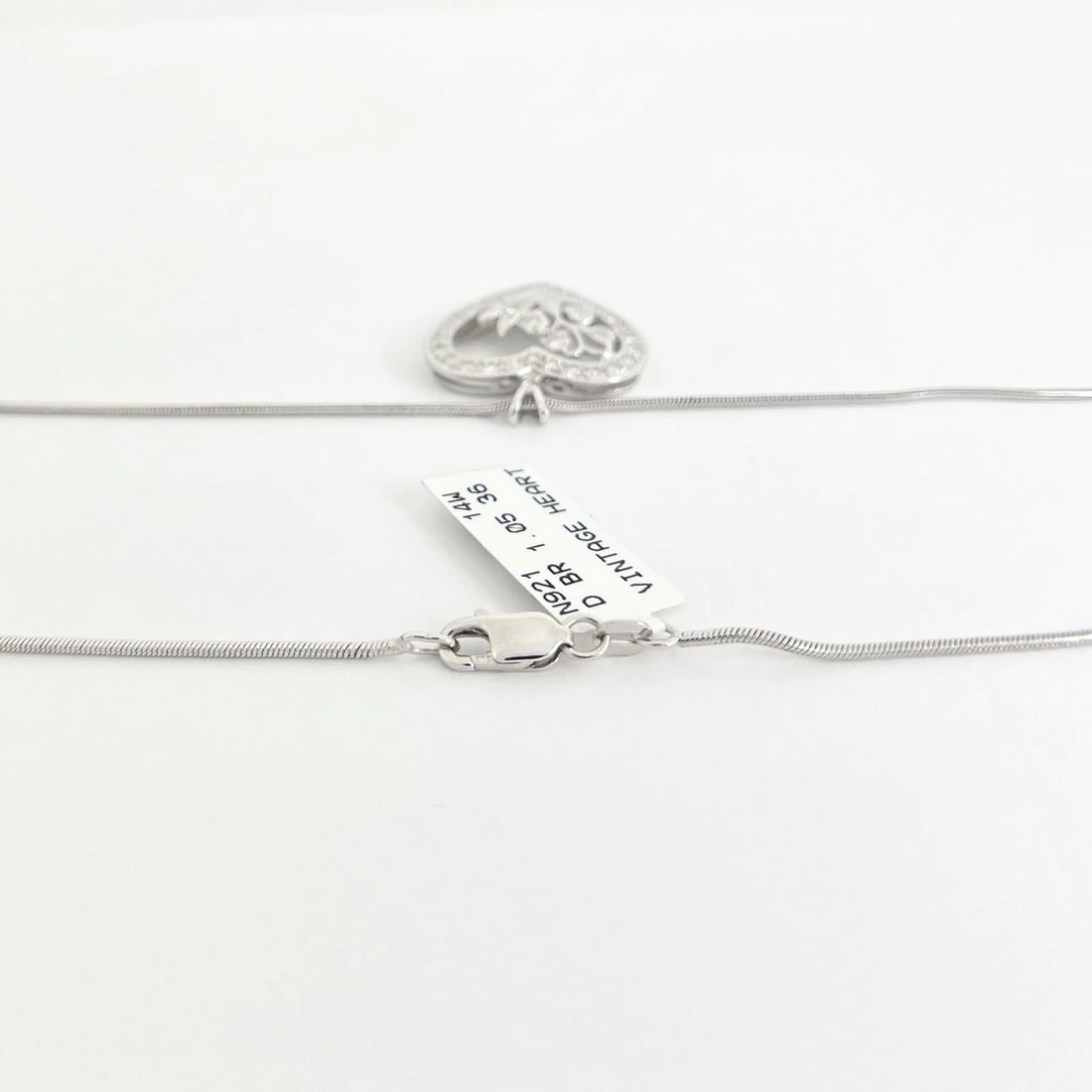 Pave Diamond Heart Flower Floral Pendant Necklace 14K White Gold, 1.05 CTW - 6