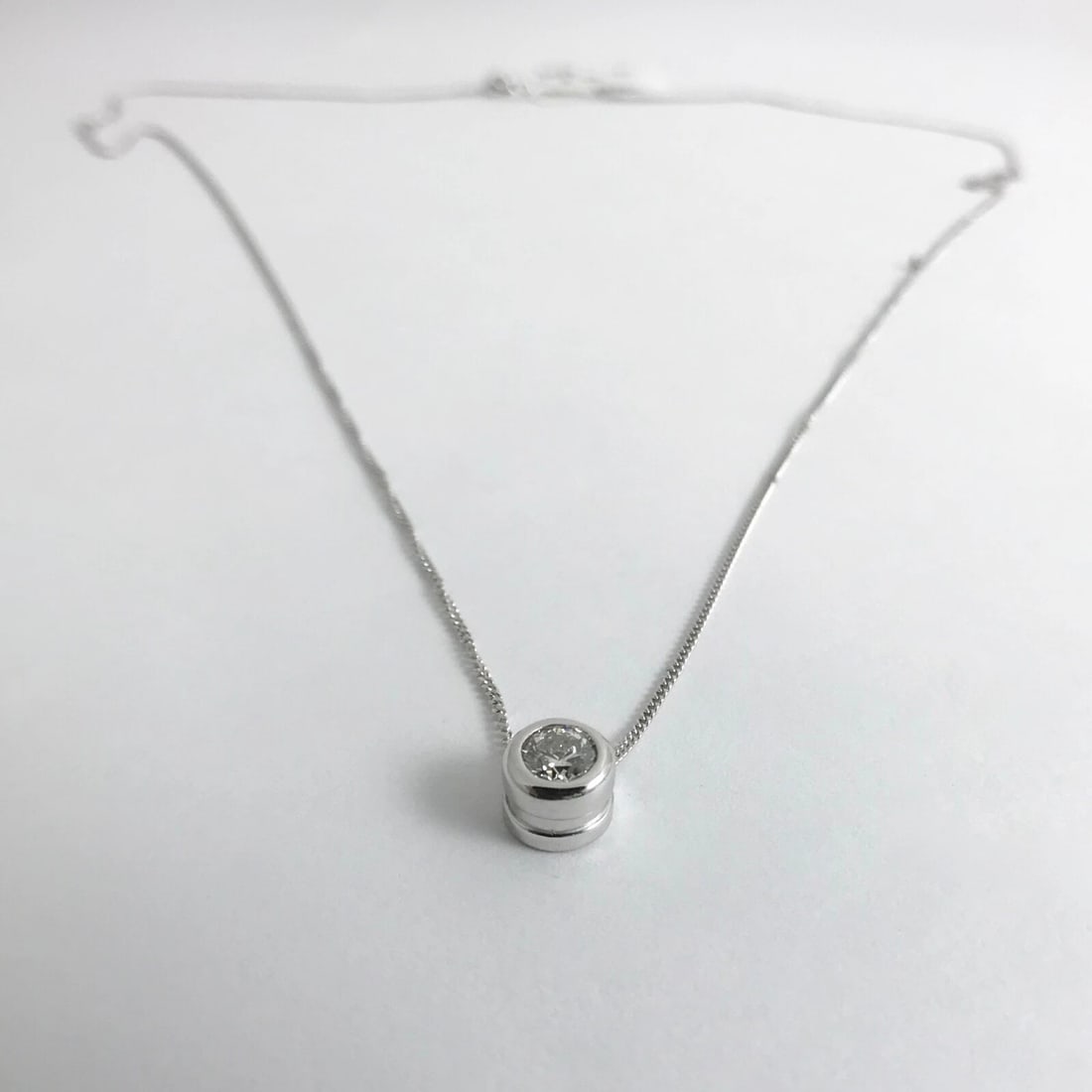 Round Brilliant Bezel Set Diamond Pendant Necklace in 14K White Gold, .35 CT - 7