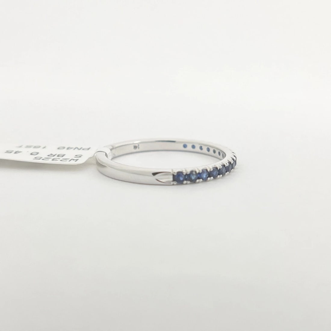 Thin Round Blue Sapphire Gemstone Band Ring 14K White Gold, .45 CTW - 7