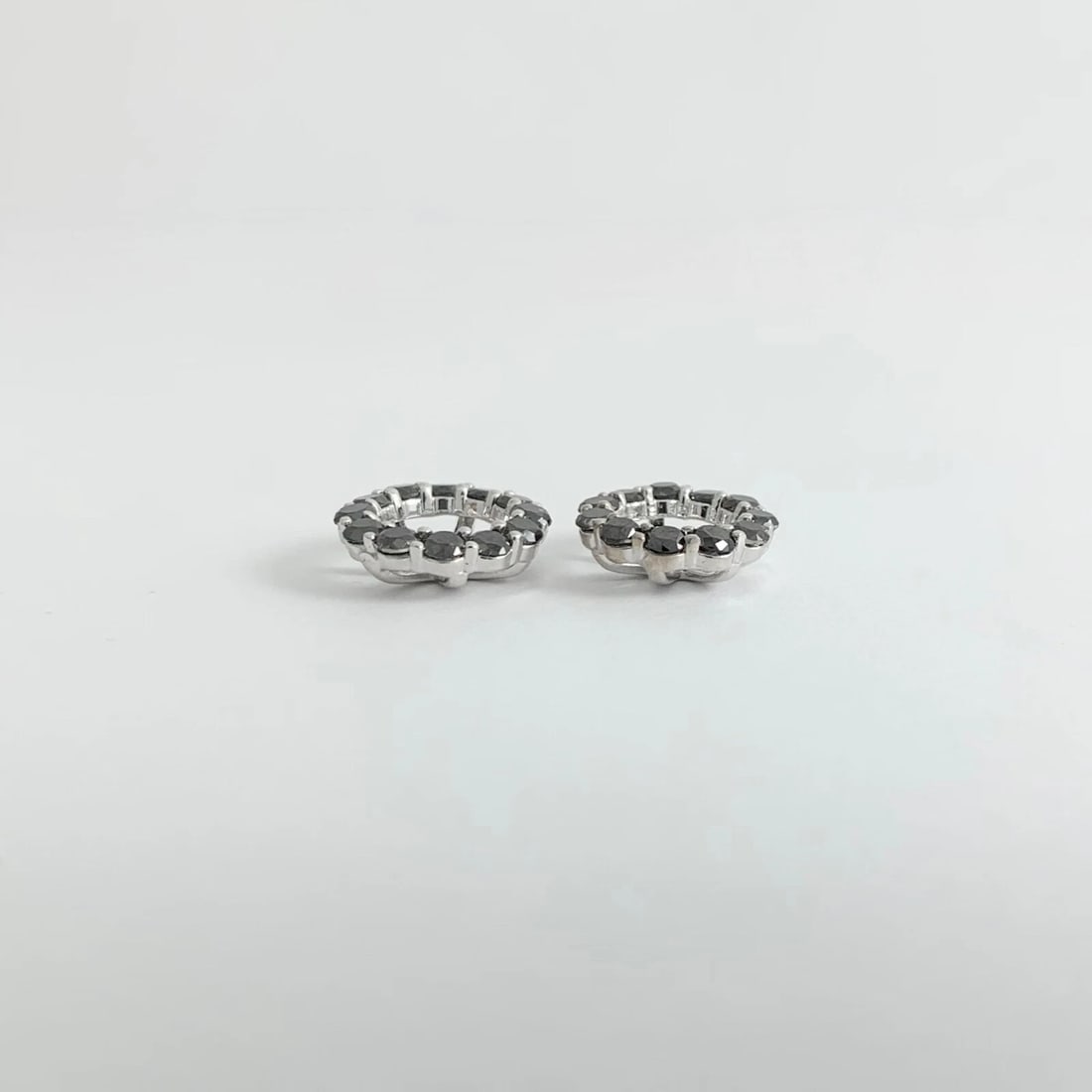 Black Diamond Halo Earring Jackets Enhancers 14K White Gold for 1.50 CTW Studs - 6