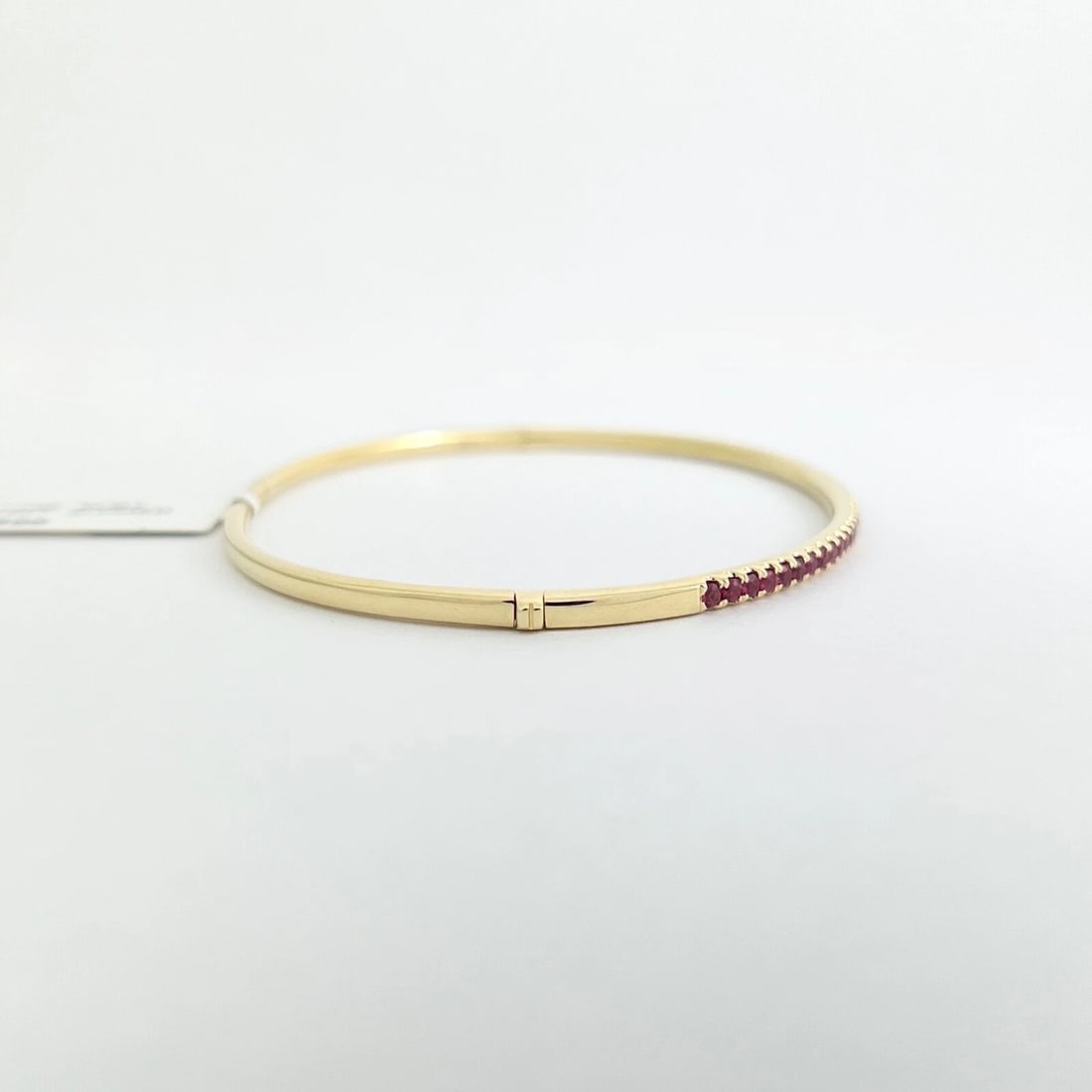 Thin Ruby Gemstone Bangle Bracelet 14K Yellow Gold, 1.05 CTW - 7