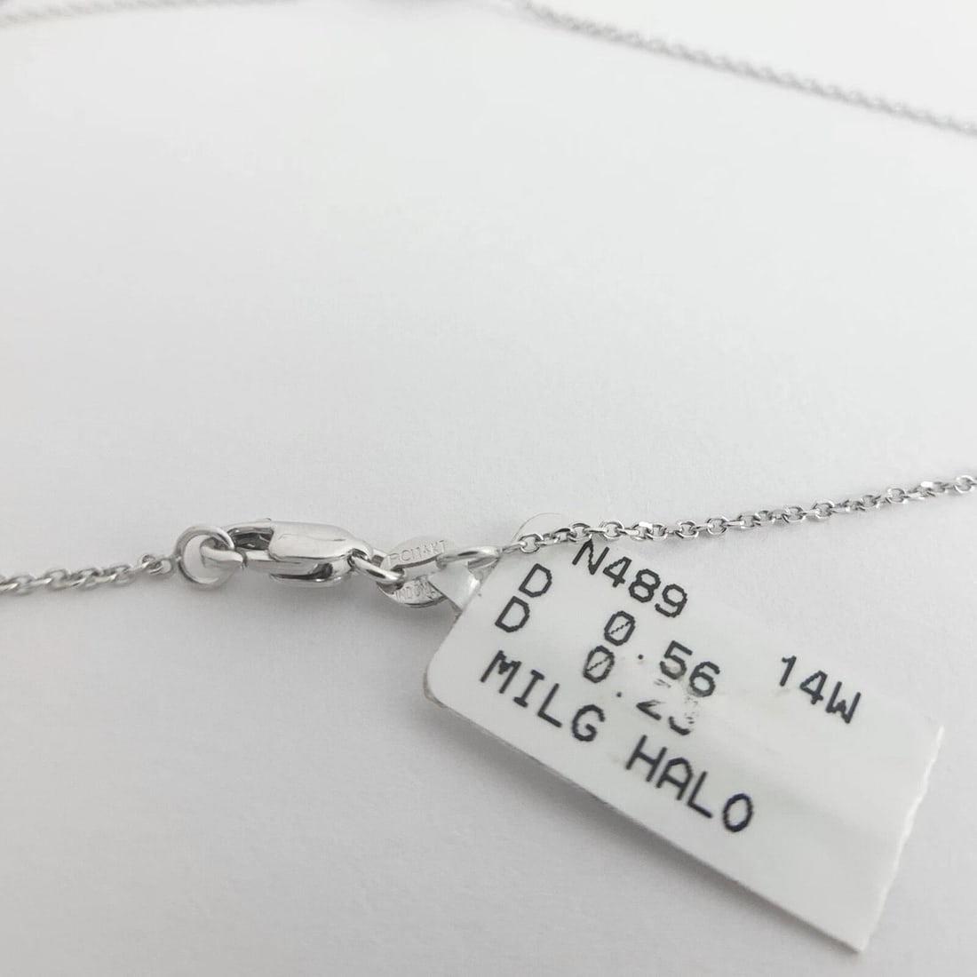 Round Diamond Milgrain Halo Pendant Necklace 14K White Gold, .79 CTW, 16 Inches - 9