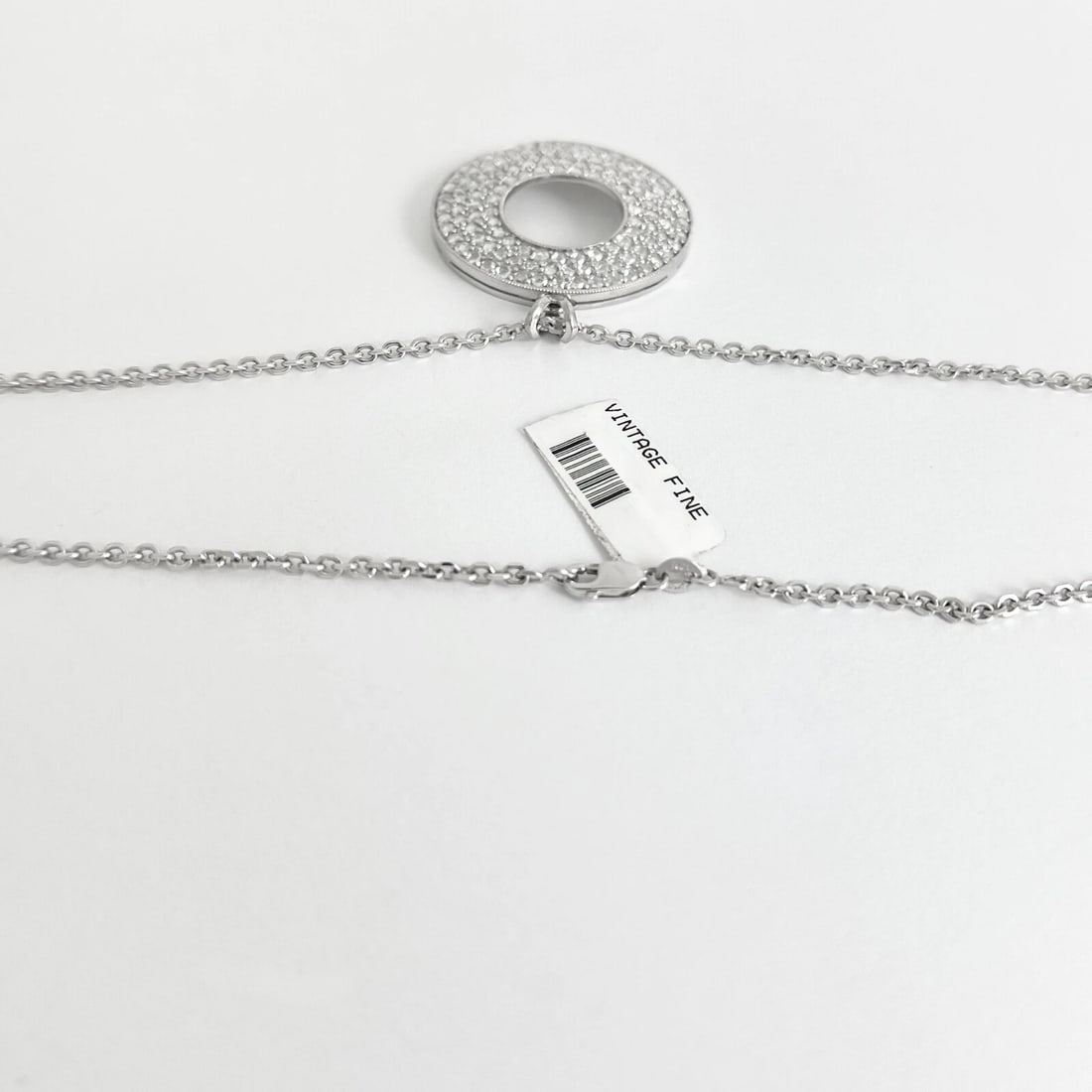 Pave Rose Cut Diamond Open Circle Pendant Necklace 18K 14K White Gold, 3.06 CTW - 7