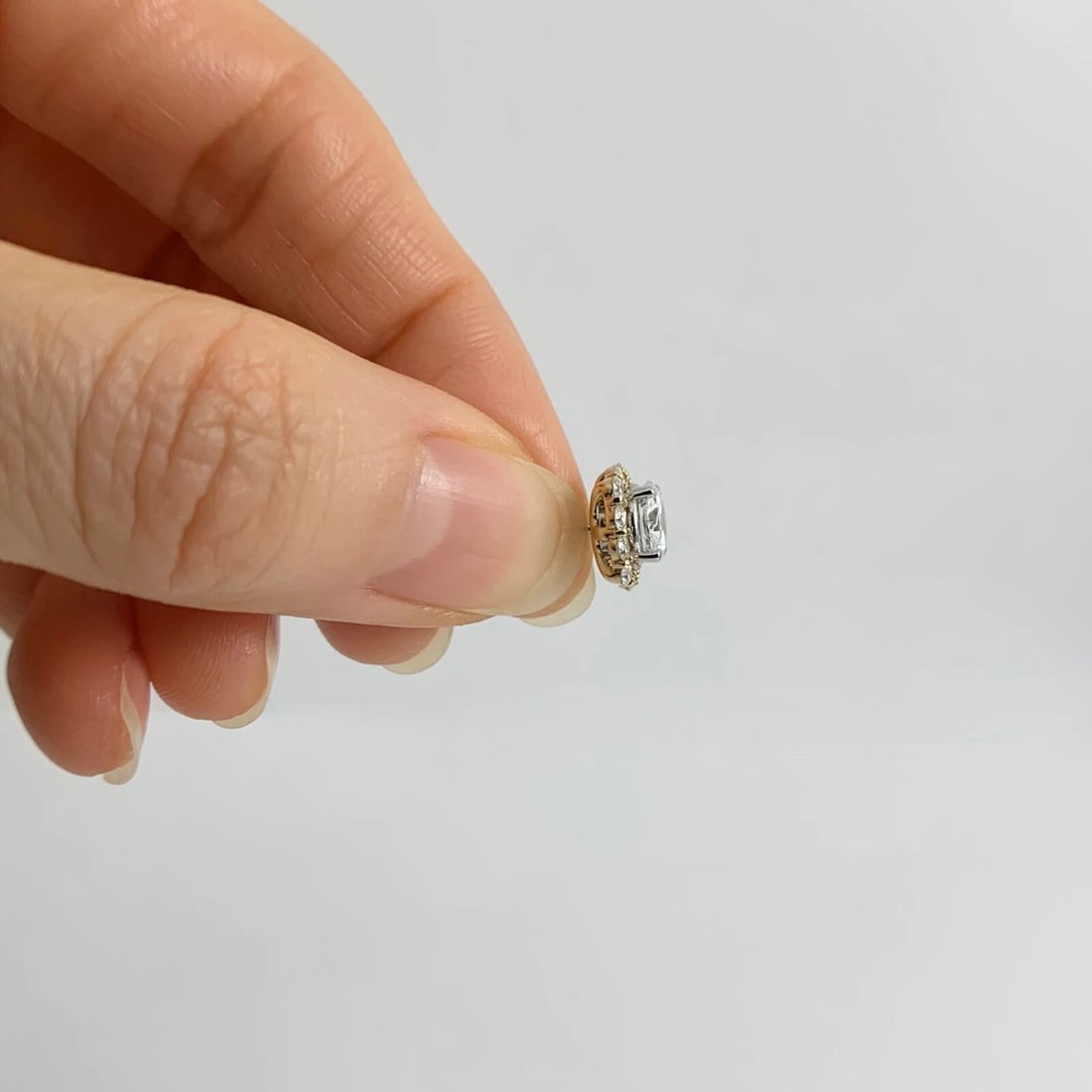 Cushion Diamond Halo Earring Jackets Enhancers 14K Yellow Gold for 1.50 CTW Stud - 4