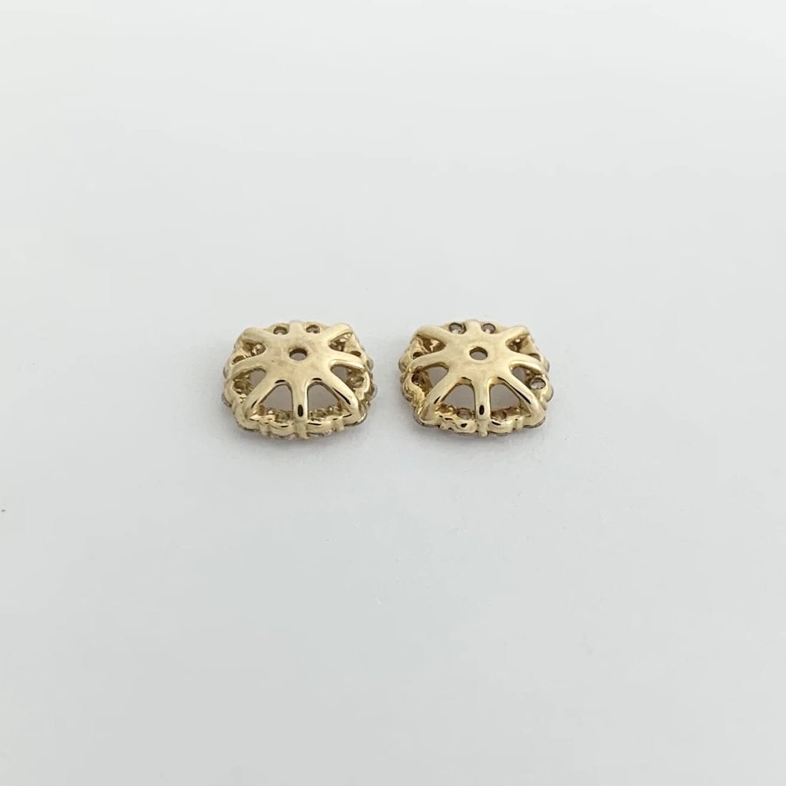 Cushion Diamond Halo Earring Jackets Enhancers 14K Yellow Gold for 1.50 CTW Stud - 7