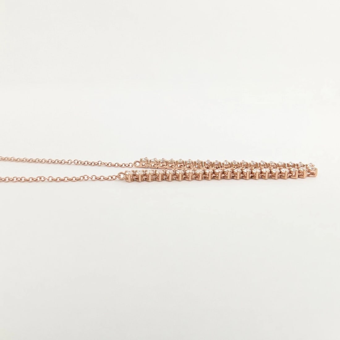 Half Diamond Tennis Chain Necklace 14K Pink Rose Gold Adjustable, .85 CTW - 5