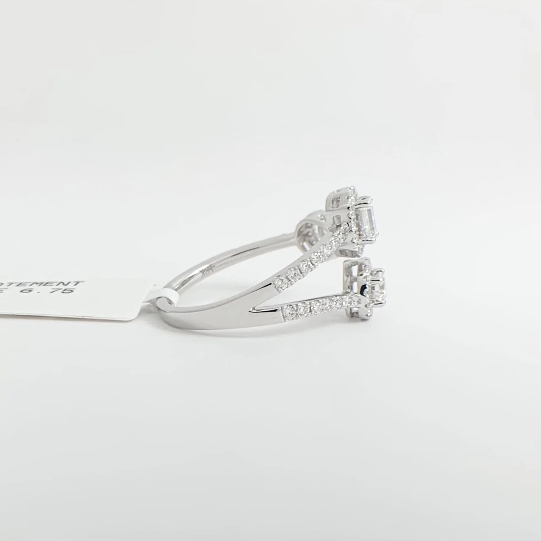 Multishape Diamond Halo Wrap Statement Ring 18K White Gold, .71 CTW - 7