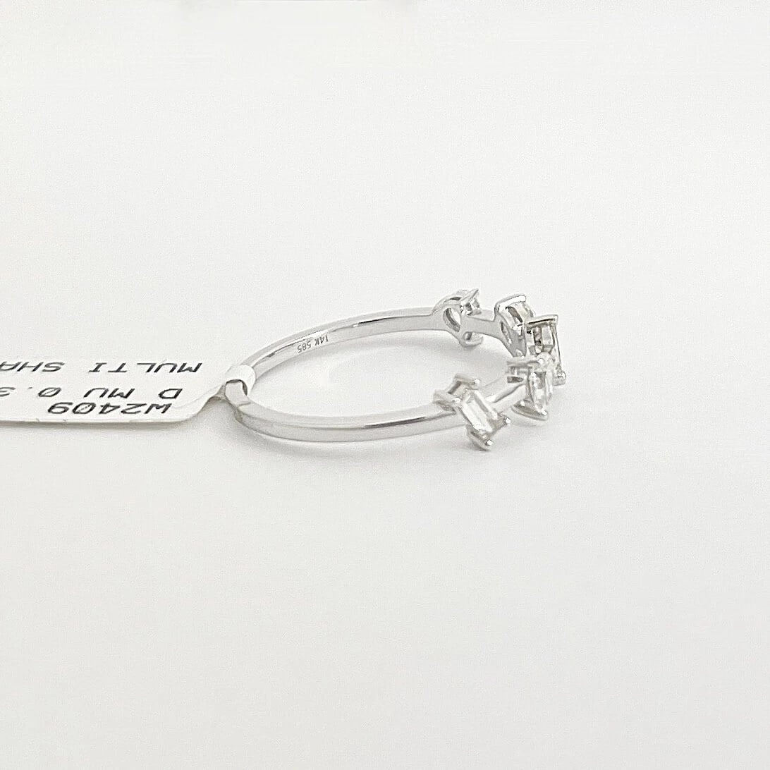 5-Stone Mixed Multi-Shape Diamond Statement Ring Band 14K White Gold, .35 CTW - 8