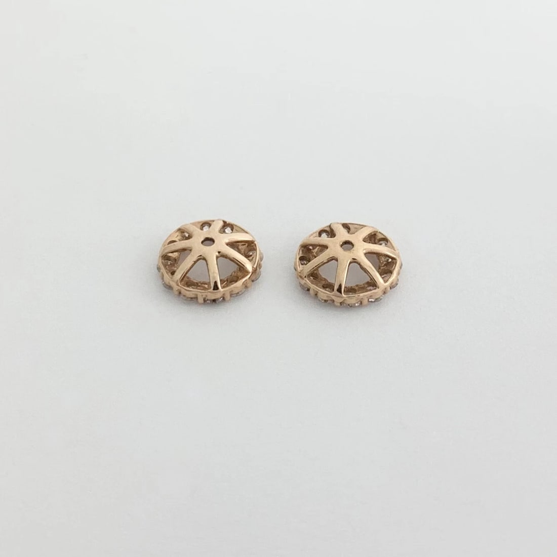 Round Diamond Halo Earring Jackets Enhancers 14K Rose Gold for 1.50 CTW Studs - 7