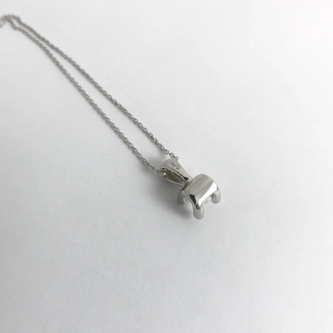 Princess Cut Diamond Solitaire Pendant Necklace 14K White Gold, .62 CTW, 3.11 Gr - 9