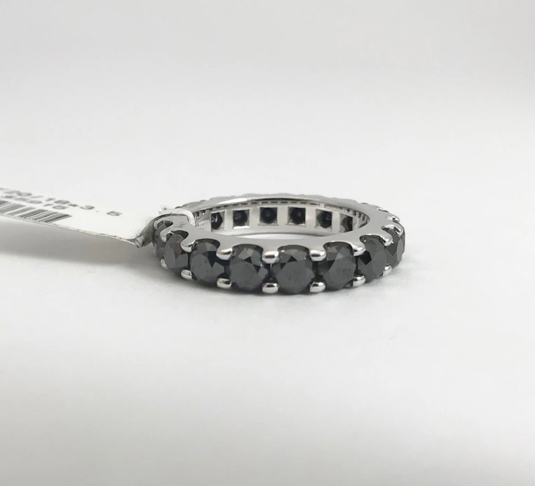 Black Diamond Eternity Band Ring 14K White Gold, 2.75 CTW, Size 5.5, 5.13 Grams - 8