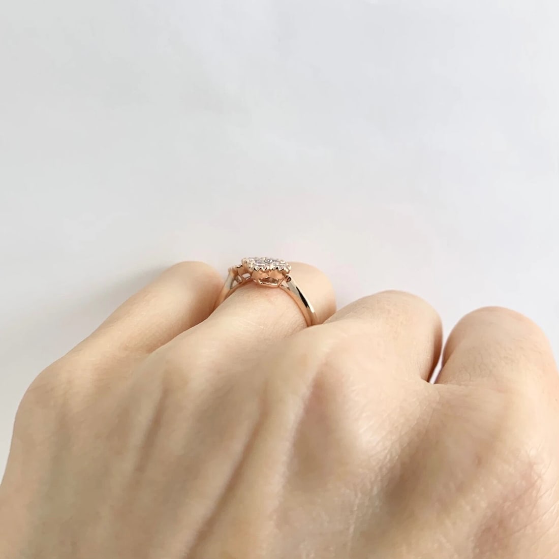 Cluster Diamond Clover Milgrain Bypass Wrap Ring 14K Pink Rose Gold, .80 CTW - 5