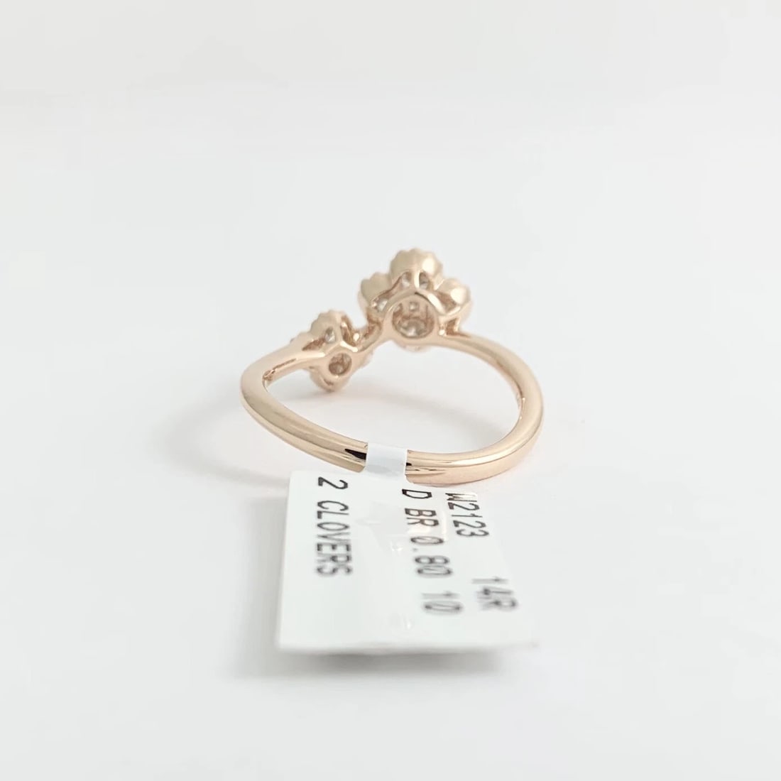 Cluster Diamond Clover Milgrain Bypass Wrap Ring 14K Pink Rose Gold, .80 CTW - 7