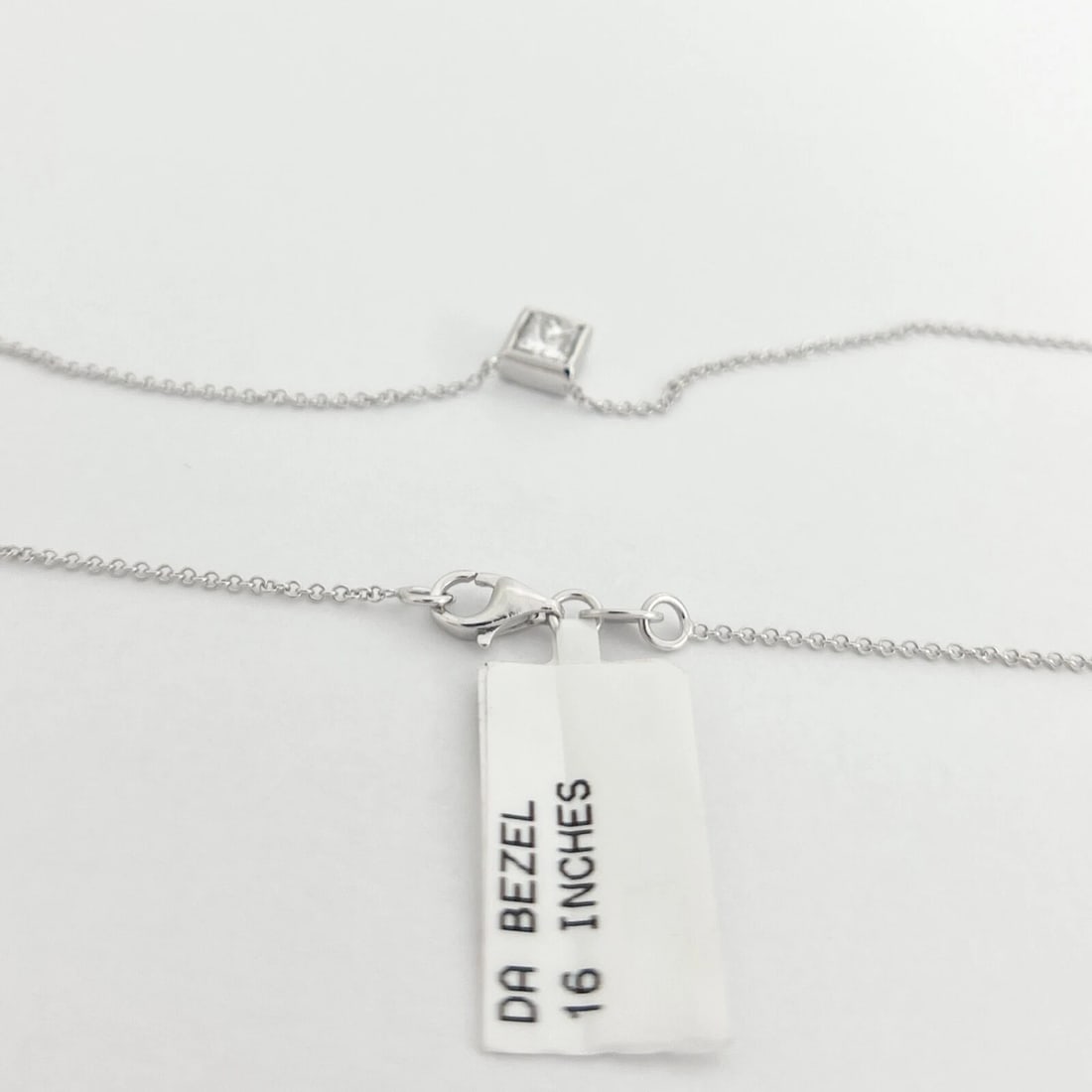 GIA Princess Bezel Solitaire Diamond Pendant Necklace 14K White Gold .50 CT - 7