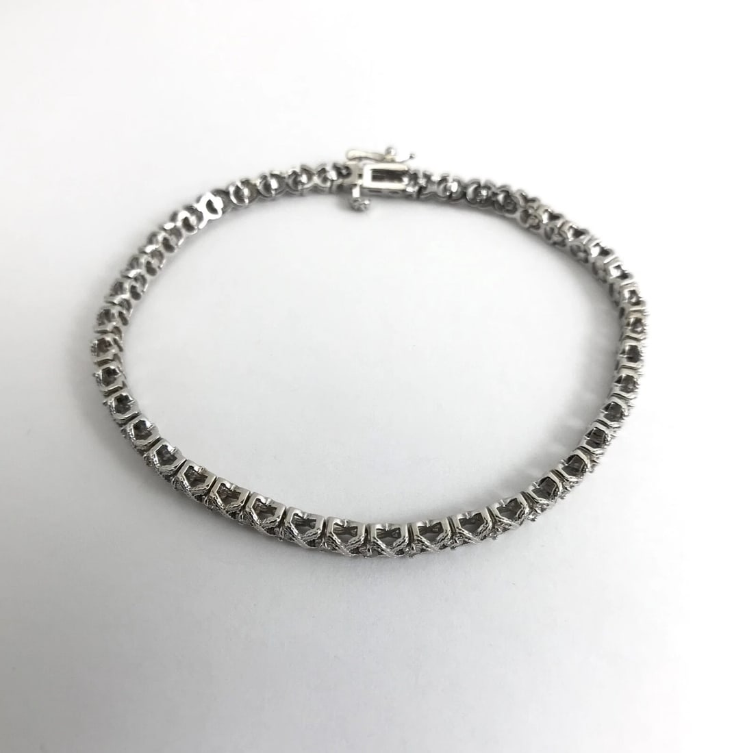 X-Link Milgrain Diamond Tennis Bracelet 14K White Gold, 7.25 Inches, .65 CTW - 7