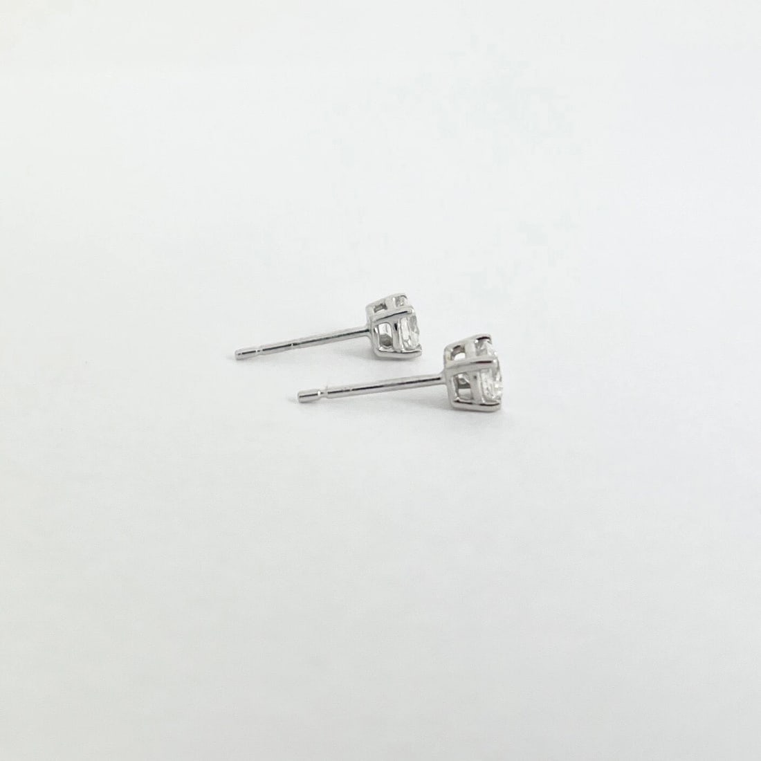 Round Diamond Stud Earrings 14K White Gold 4-Prong Basket, .50 CTW - 5