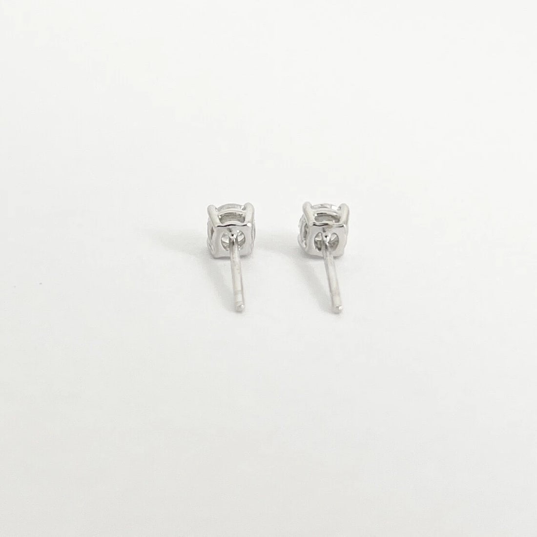 Round Diamond Stud Earrings 14K White Gold 4-Prong Basket, .50 CTW - 6