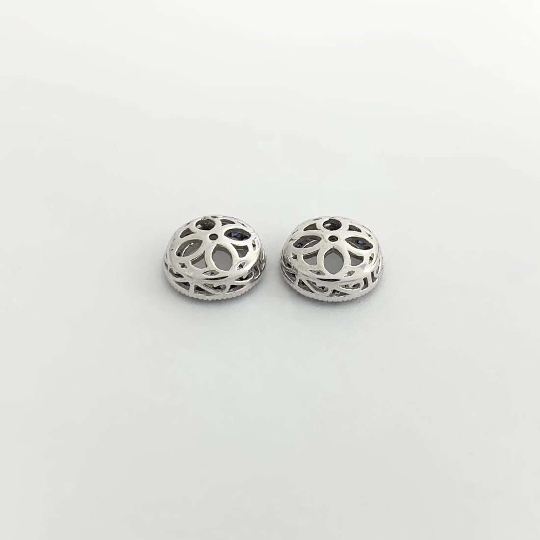 Round Sapphire Halo Earring Jackets Enhancers 14K White Gold for 1.50 CTW Stud - 8