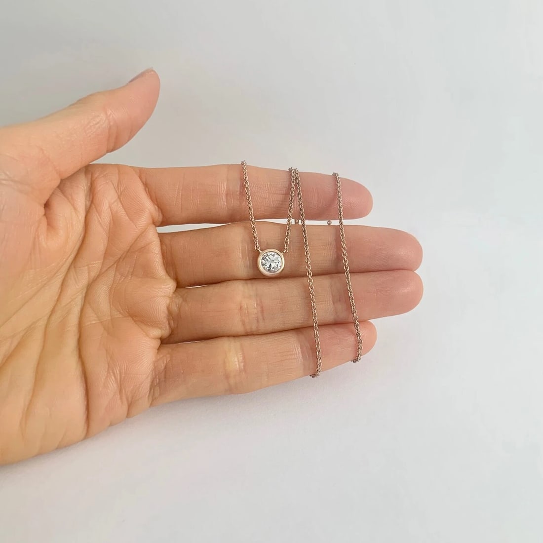 Solitaire Diamond Bezel Pendant Necklace 14K Rose Gold .56 CT, 16.75 Inches - 2