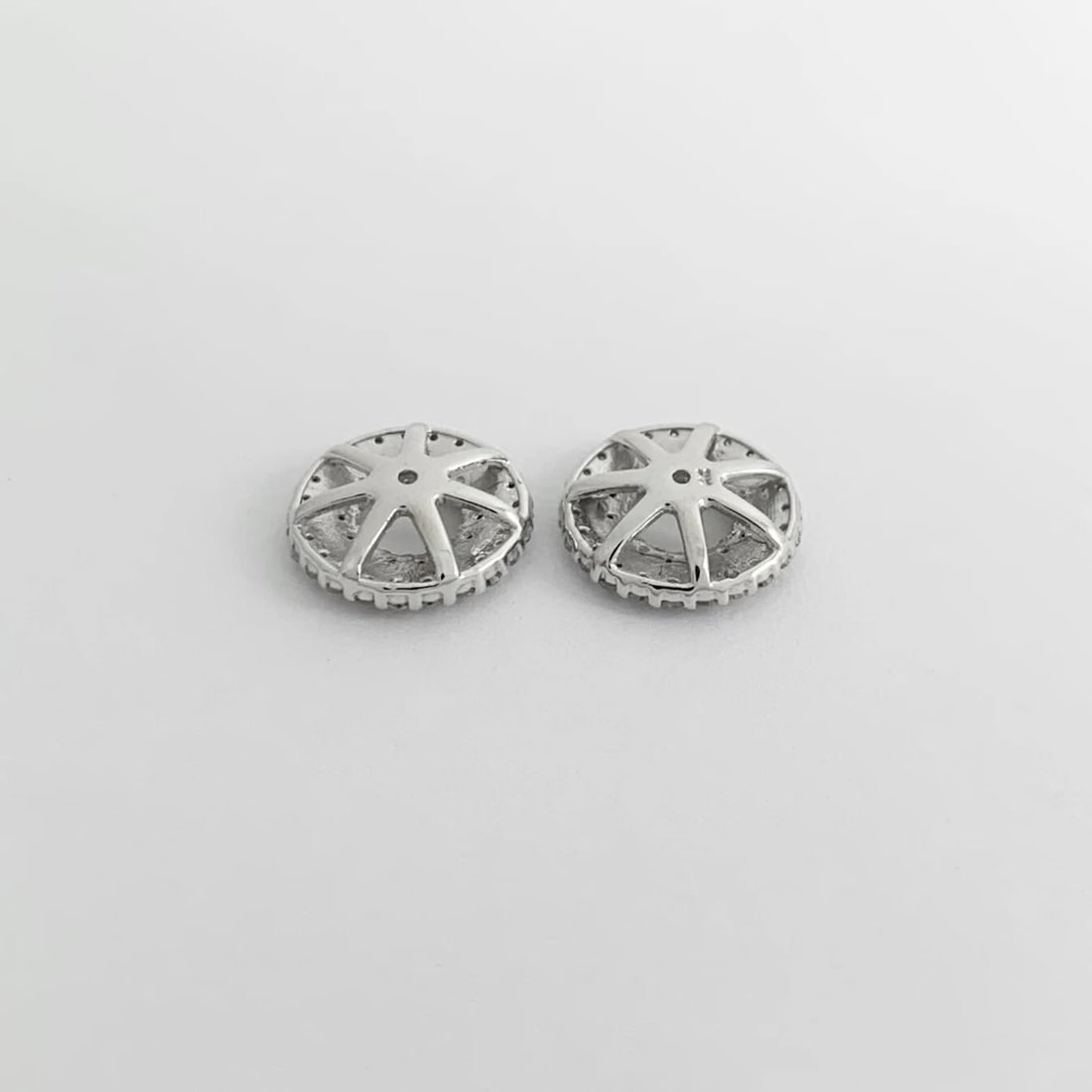 Double Halo Diamond Earring Jackets Enhancers 14K White Gold for 1.00 CTW Studs - 7