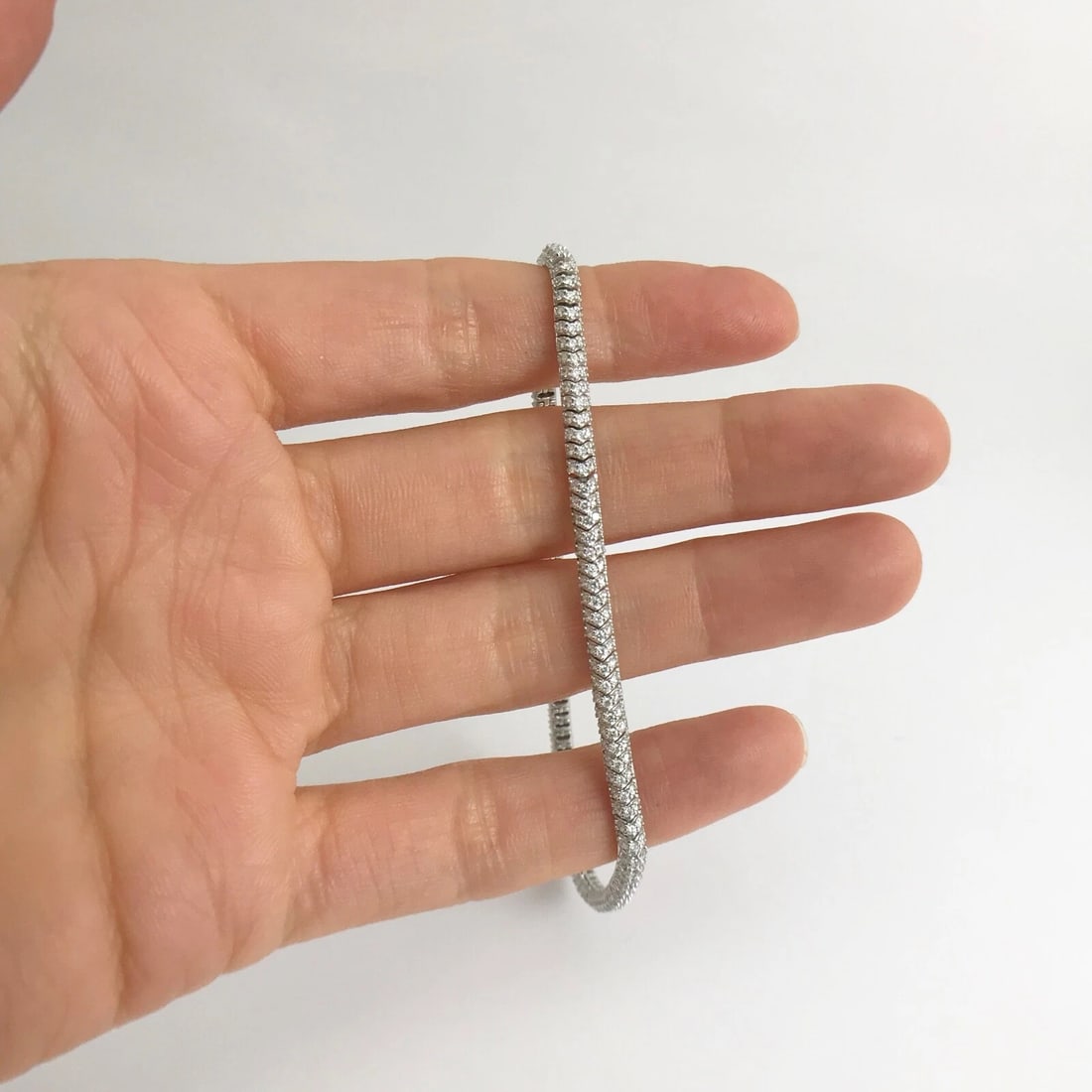 3-Sided Snake Diamond Tennis Bracelet 14K White Gold, 1.75 CTW, 10.81 Grams - 2