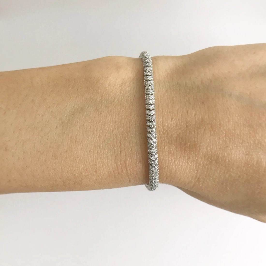 3-Sided Snake Diamond Tennis Bracelet 14K White Gold, 1.75 CTW, 10.81 Grams - 3