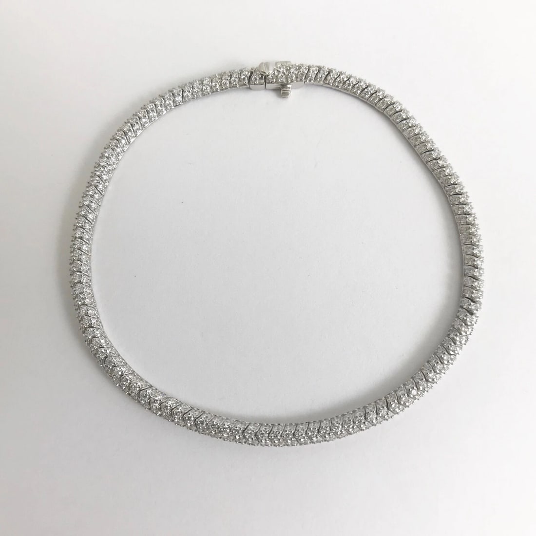 3-Sided Snake Diamond Tennis Bracelet 14K White Gold, 1.75 CTW, 10.81 Grams - 7