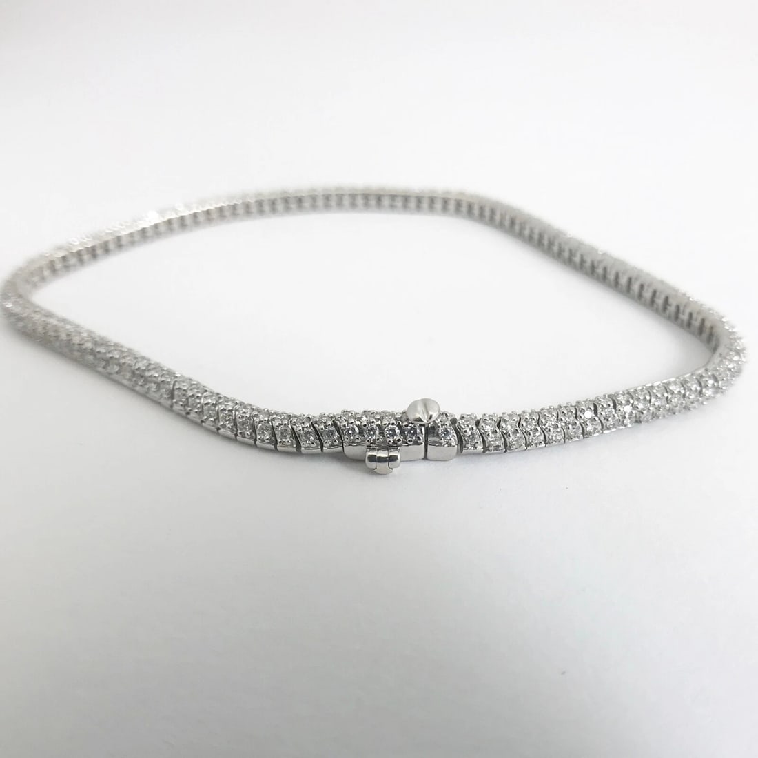 3-Sided Snake Diamond Tennis Bracelet 14K White Gold, 1.75 CTW, 10.81 Grams - 8