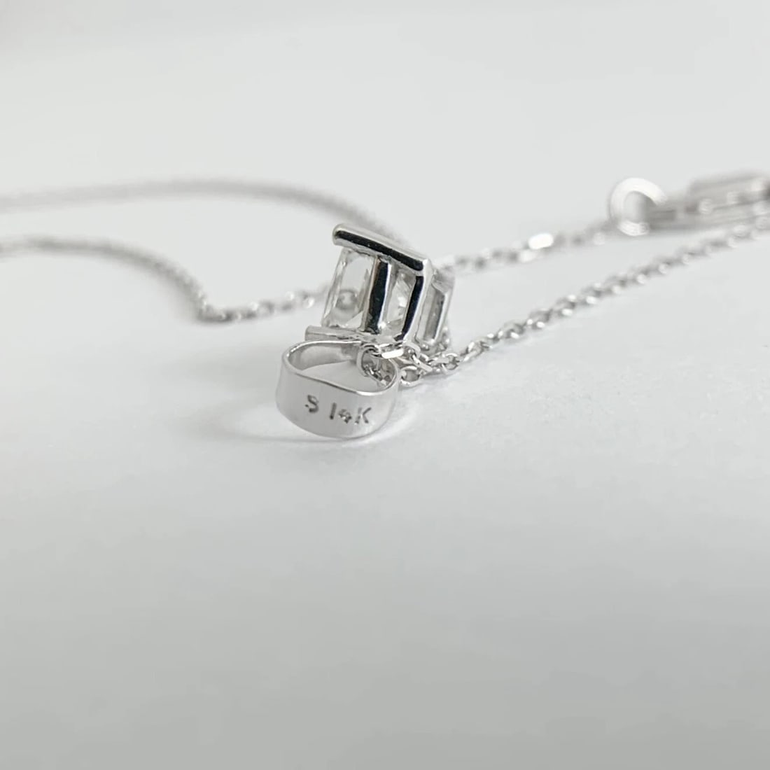 Princess Solitaire Diamond Pendant Necklace 14K White Gold, .51 CT, 16 Inches - 11