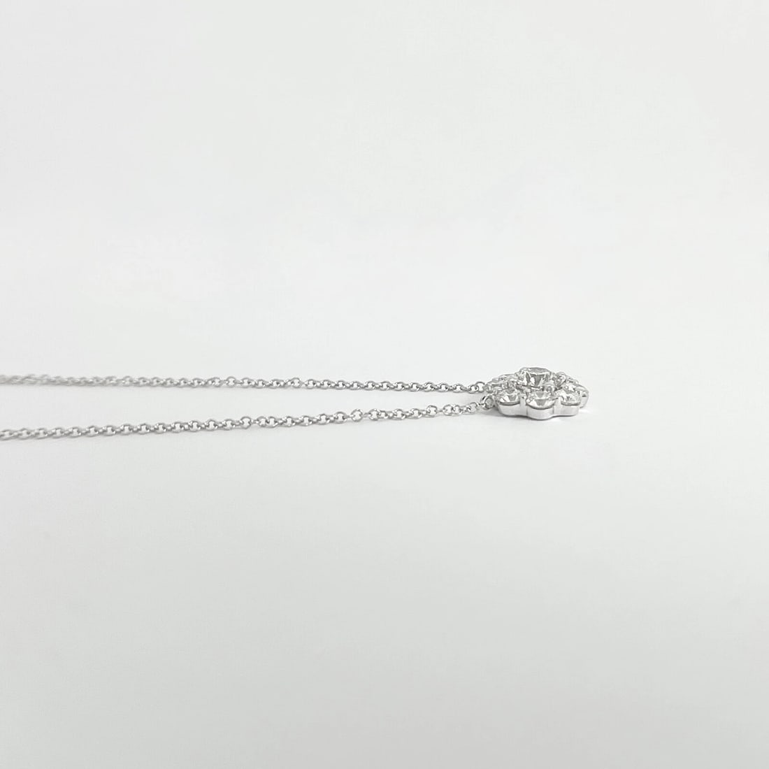 Round Diamond Halo Cluster Pendant Necklace 14K White Gold 1.10 CTW - 5