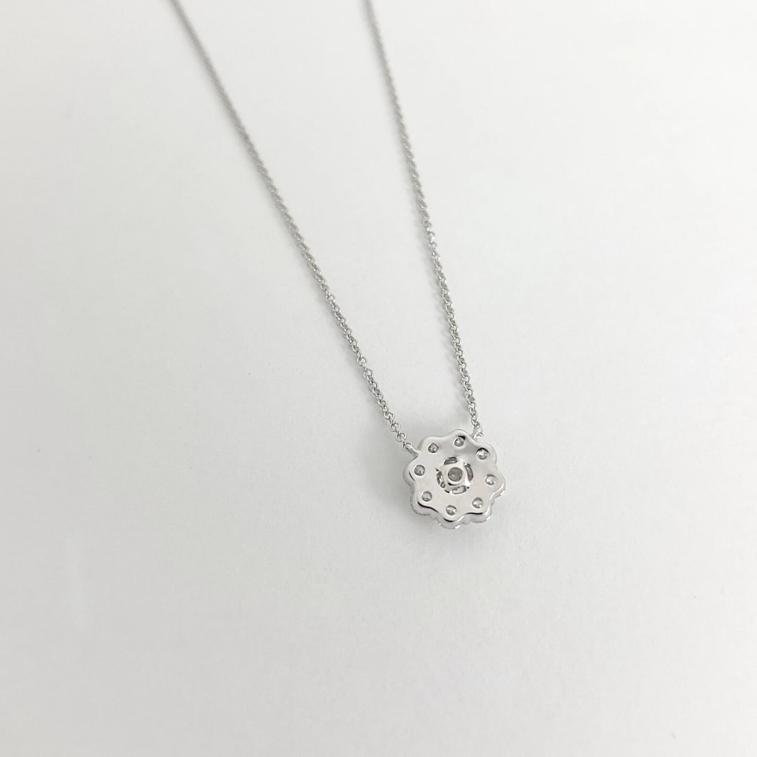 Round Diamond Halo Cluster Pendant Necklace 14K White Gold 1.10 CTW - 6