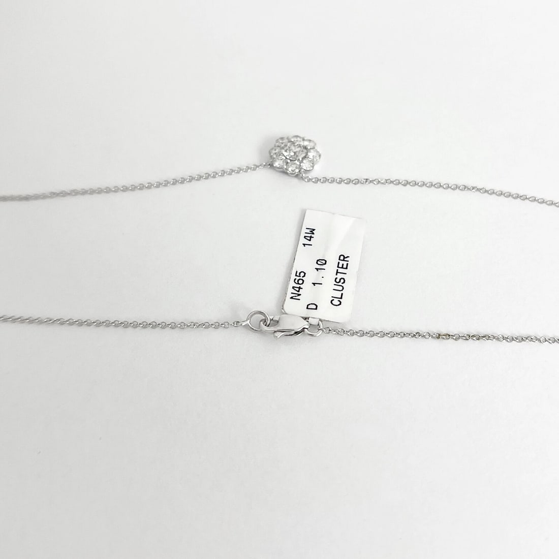 Round Diamond Halo Cluster Pendant Necklace 14K White Gold 1.10 CTW - 7