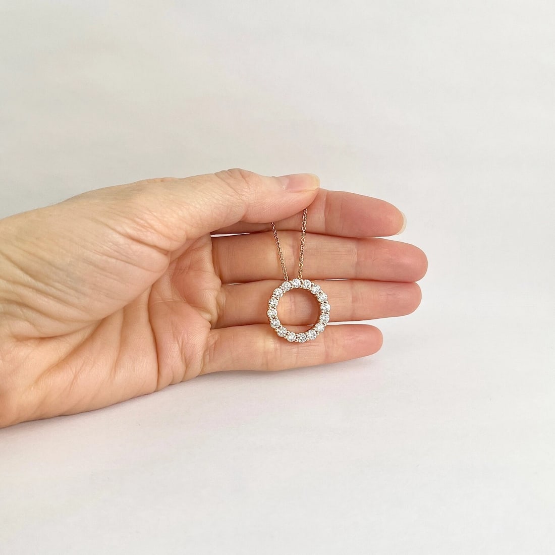 Open Circle of Life Diamond Pendant Necklace 14K Pink Rose Gold, 1.63 CTW - 2