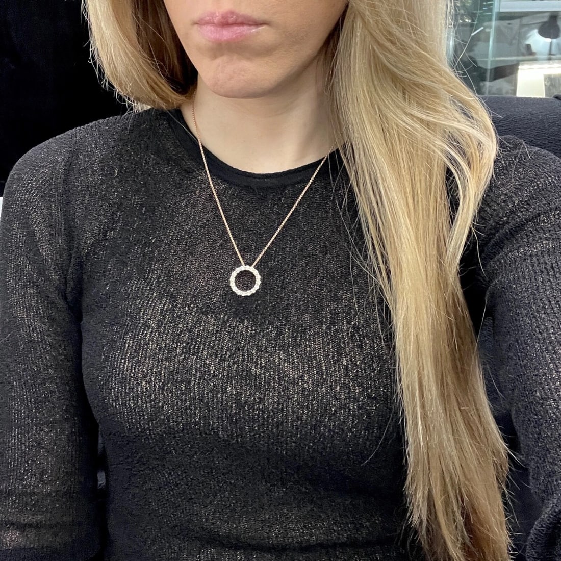 Open Circle of Life Diamond Pendant Necklace 14K Pink Rose Gold, 1.63 CTW - 3