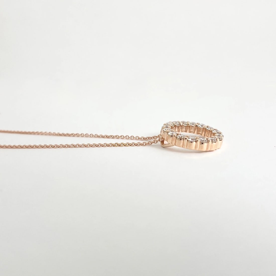 Open Circle of Life Diamond Pendant Necklace 14K Pink Rose Gold, 1.63 CTW - 5