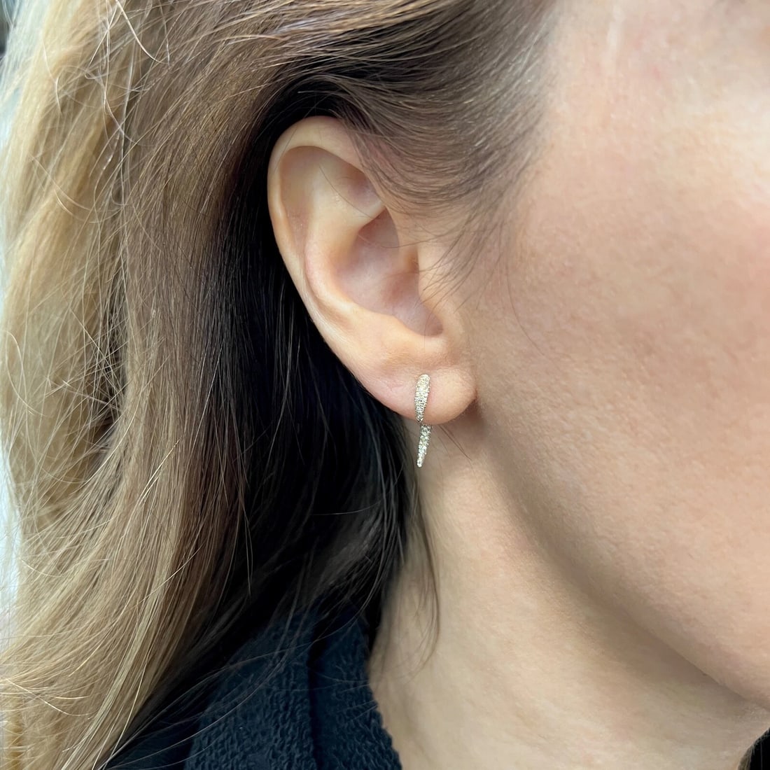 Pave Diamond Horn Claw Drop Earrings 14K Yellow Gold .50 CTW - 4