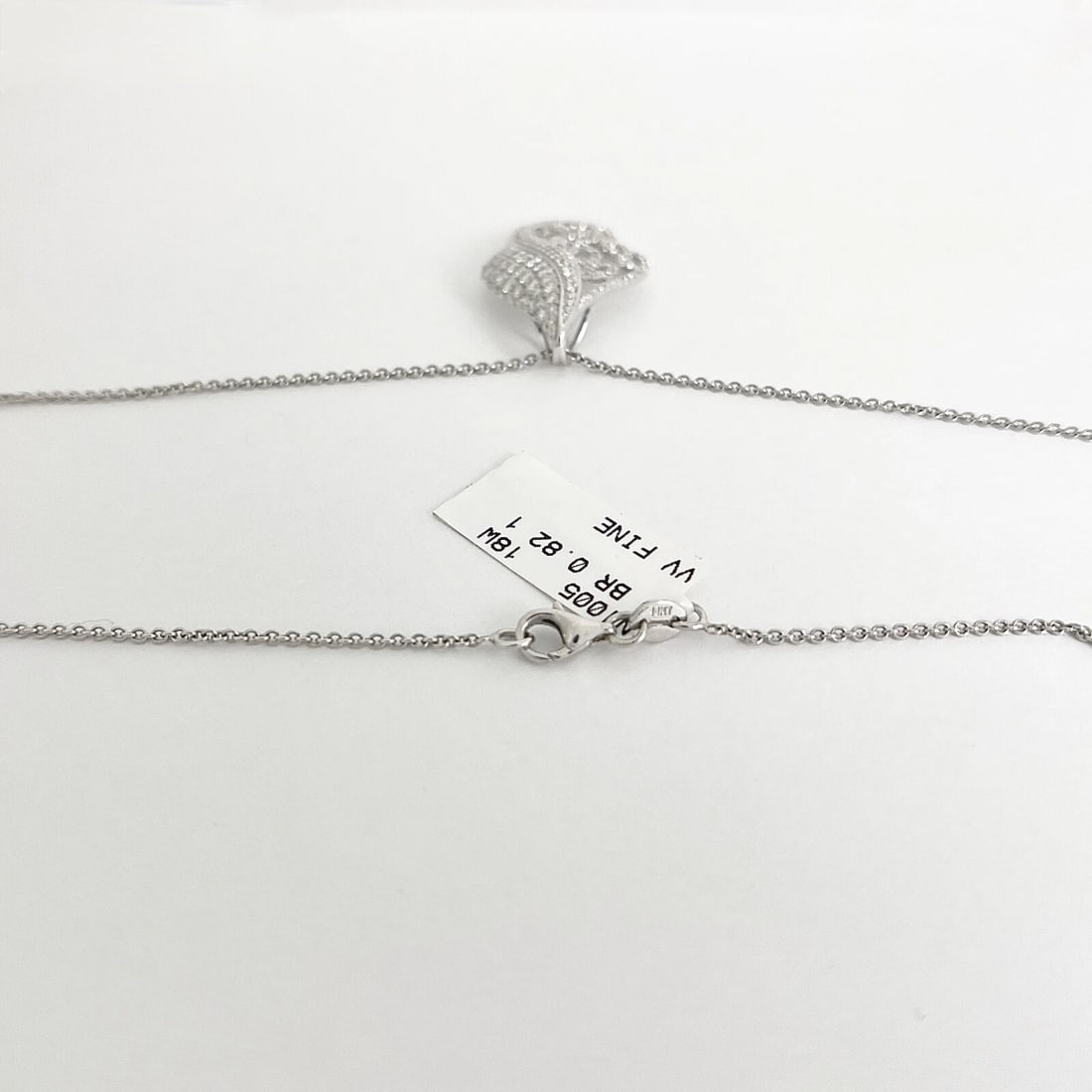 Asymmetrical Floral Diamond Filigree Pendant Necklace 18K White Gold, .82 CTW - 7