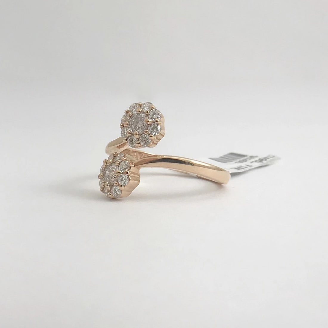 Diamond Cluster Flower Wrap Ring 14K Pink Rose Gold, .85 CTW, Size 7, 4.4 Grams - 11