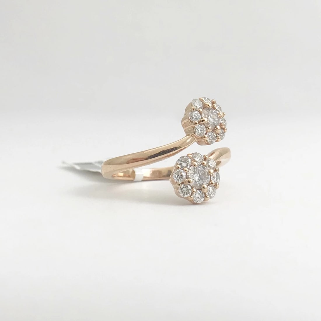 Diamond Cluster Flower Wrap Ring 14K Pink Rose Gold, .85 CTW, Size 7, 4.4 Grams - 8