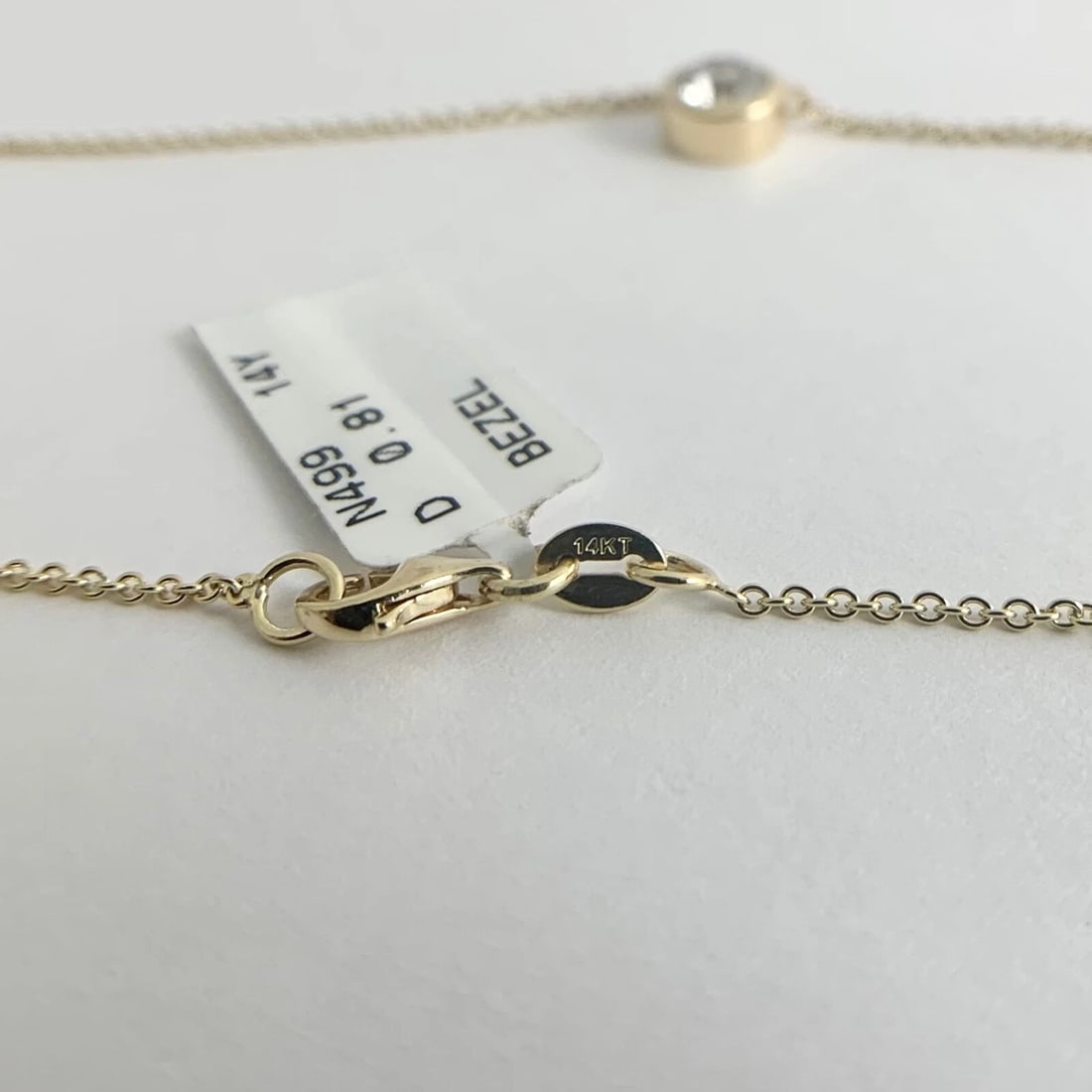 Round Solitaire Diamond Bezel Pendant Necklace 14K Yellow Gold .81 CT, 16 Inches - 10