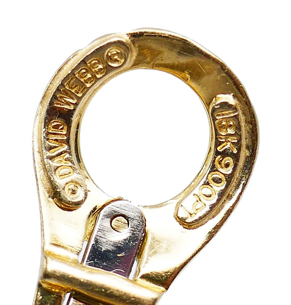 Vintage David Webb Earrings Emerald Diamond 18k Gold Day and Night Cross River - 12